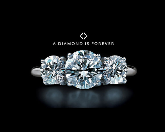 Thanks to its hugely successful campaign, DeBeers made it customary to offer a diamond engagement ring.