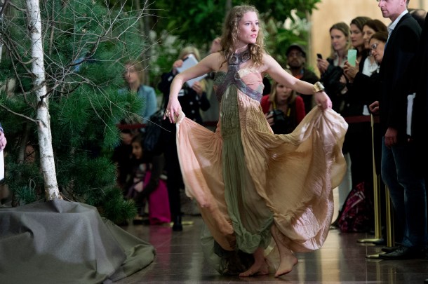 At the opening of the Fashion Exhibit with a Dance Show during launch of UNECE/FAO “Forests For Fashion – Fashion for Forests”. 21 March 2014. UN Photo / Jean-Marc Ferré