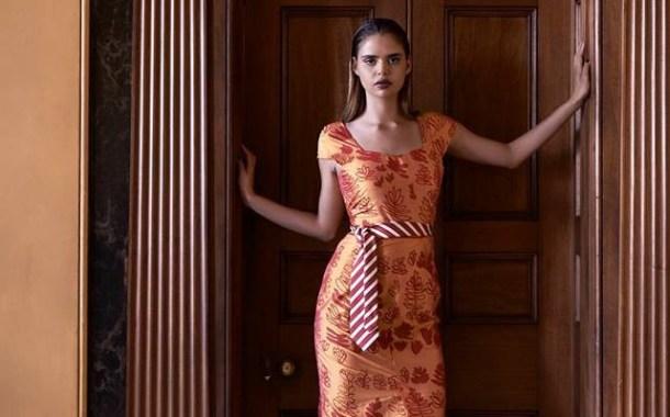 One of the striking creations shown at the inaugural Australian Indigenous Fashion Week. Photo via AIFW.