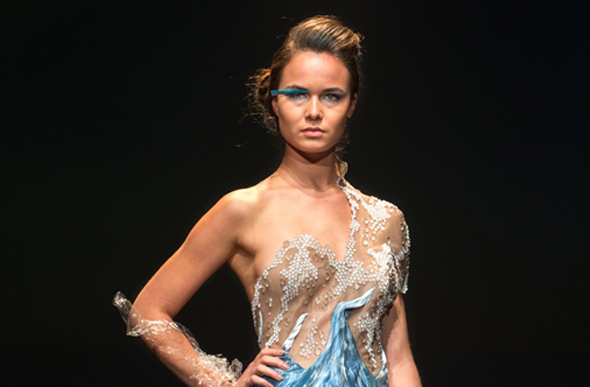 Lionel Morin's winning gown made from discarded fabric at the 9th annual Cultures and Creation fashion show. Photo © Gwenn Dubourthoumieu