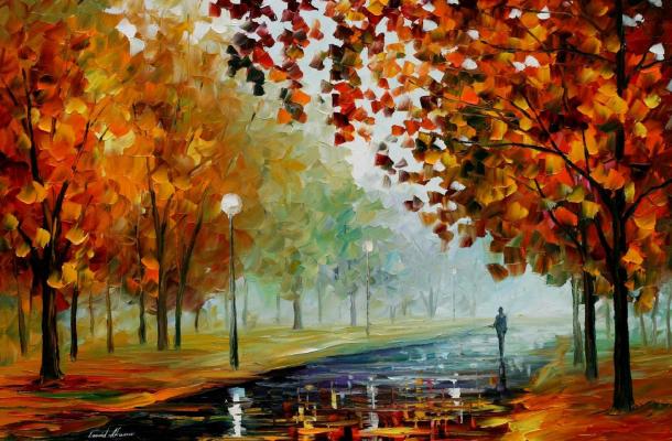Foggy Autumn by Leonid Afremov via afremov.com