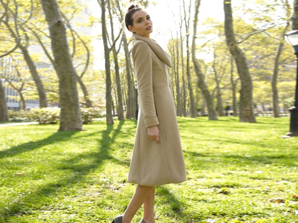 Audrey coat by Vaute Couture is made of vegan shell and a recycled satin-ripstop lining. Photo via Ecouterre.