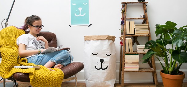 Stockholm-based Tellkiddo offers creative paper and fabric storage bags. Photo via tellkiddo.com.