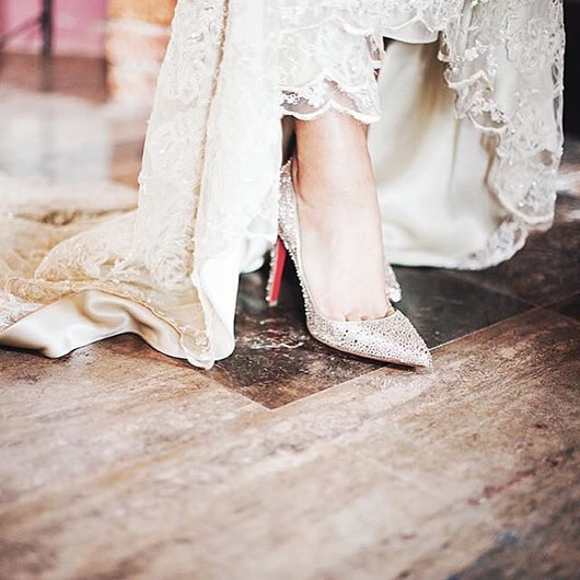 Bridal shoes from Christian Louboutin's spring/summer 2016 collection. 
