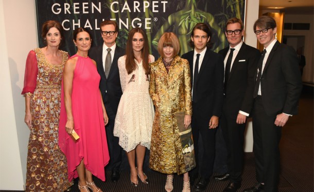Hosts of the Green Carpet Challenge event celebrating fashion and cinema.